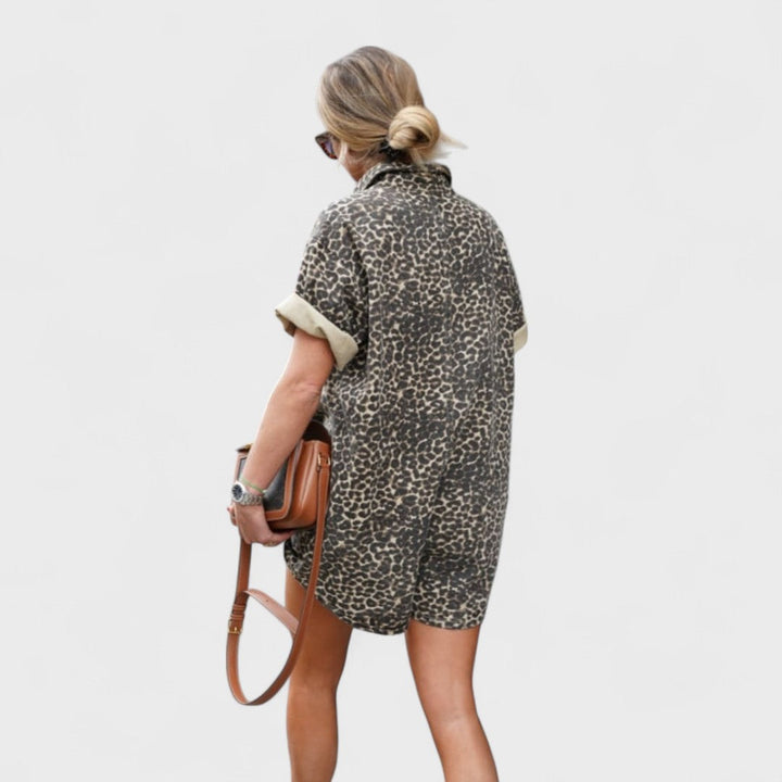 Nonette - Abito camicia con stampa leopardo